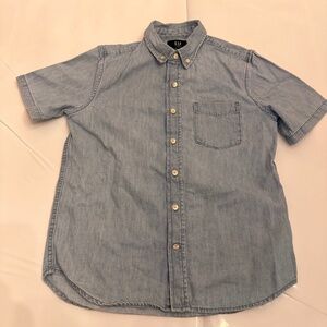 GAP TEEN SHORT SLEEVE BUTTON DOWN DENIM SHIRT SIZE XXL 14-16
